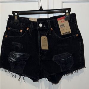 Levi's Black Ripped Denim Cutoff Shorts